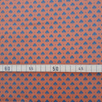 Mako sateen, sold by the meter, “Clover” pattern, terracotta/dark blue, 160 cm, cotton sateen, blouse, shirt, bedding, shiny, cotton sateen, scattered pattern, lily, brick red, navy