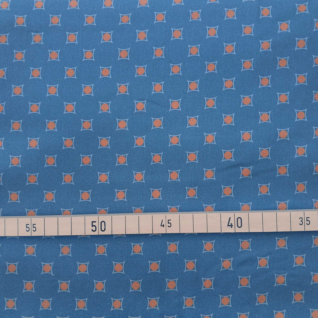 Mako sateen fabric by the metre, “Rhombus” pattern, dark blue/brick red/grey, 160 cm, cotton sateen, blouse/shirt/bedding, shiny cotton sateen