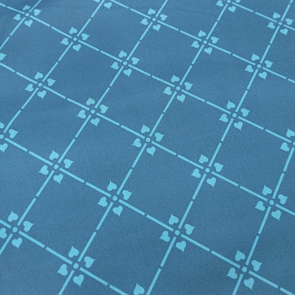Mako-Satin, Meterware, Motiv Raute, blau-türkis, Blume, geometrisch, Kreuzblume, Baumwollsatin, Muster, elegante Kleider, Trachten, Dirndl, Bettwäsche