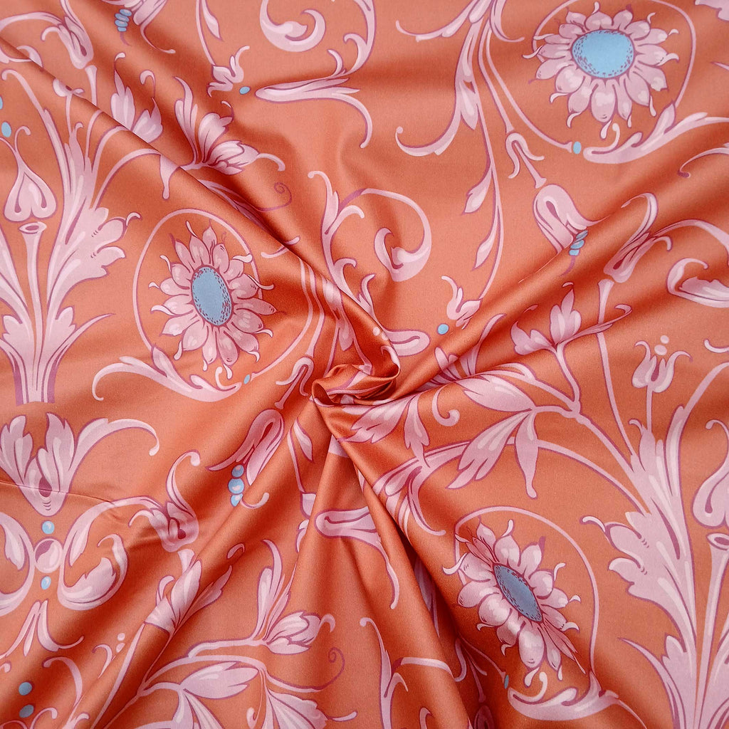 “Wildflower” cushion cover, evening sun colorway, mako satin, with concealed zipper on the underside,