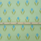 Meterware Halbpanama, Krokusmotiv, hellgrün, Baumwollstoff , 200g/qm, Ostern, Frühling, türkis, grün, Tulpen, Taschenprojekt, Kissen, Tischdecken