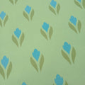 Half-width calico by the metre, crocus motif, light green, cotton fabric, 200 g/m², Easter, spring, turquoise, green, tulips, bag project, cushions, tablecloths