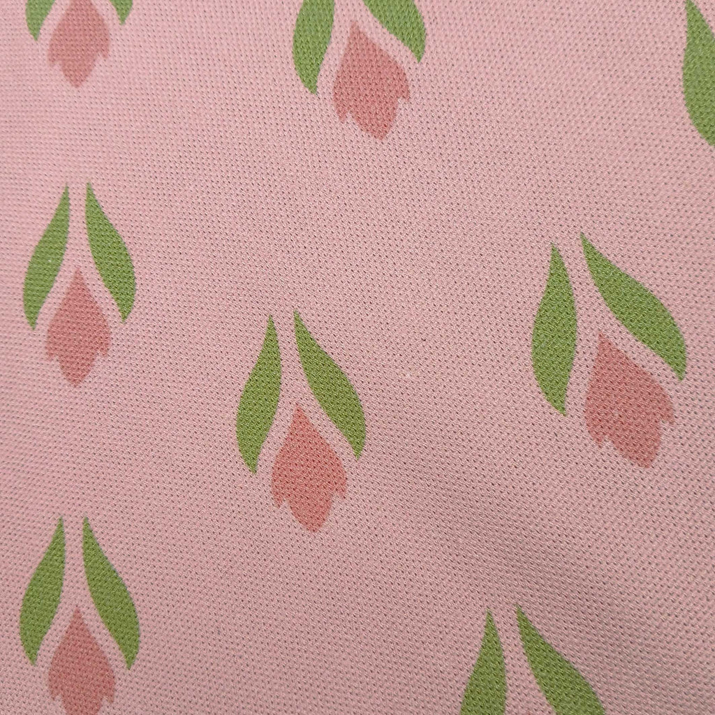 Quadratische Tischdecke,  Mitteldecke, 75x75cm, rosa/lachs/hellgrün Baumwollstoff, Krokus Tulpen