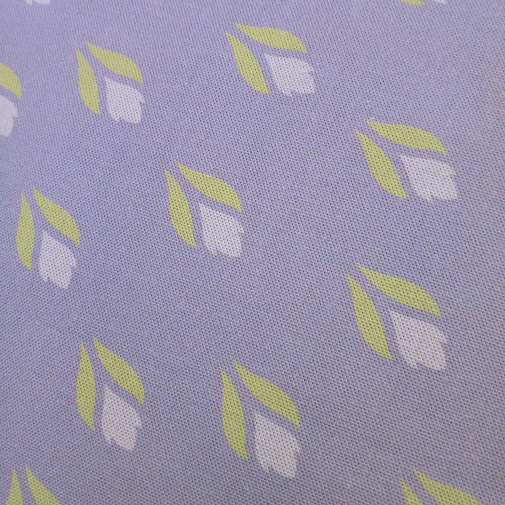 Square tablecloth, table topper, 75 x 75 cm, light blue, lavender, cotton fabric, crocus tulips, light green