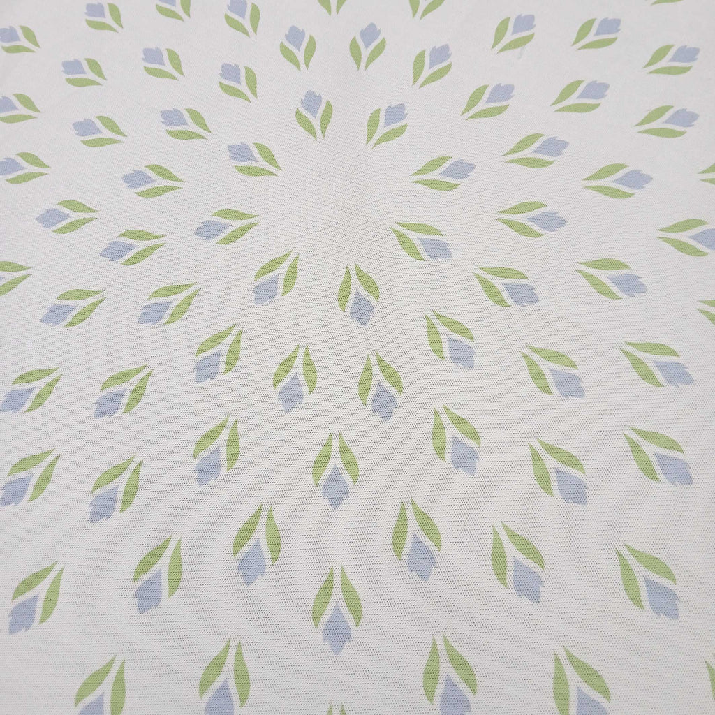 Square tablecloth, table topper, 75 x 75 cm, white, light blue, light green, cotton fabric, crocus tulips