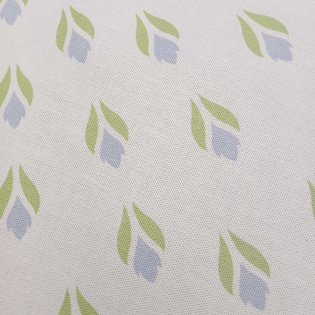Square tablecloth, table topper, 75 x 75 cm, white, light blue, light green, cotton fabric, crocus tulips