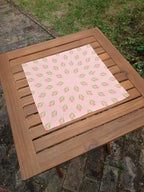 Fabric napkin, 40x40cm, 100% cotton, pink, crocuses, light green/salmon, with 25mm mitered hem, table runner