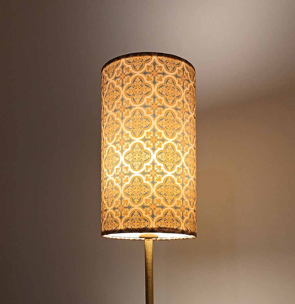 Lampenschirm, Muster "Herrenhaus",  15x 23cm, Hellbraun/Braun/Navy,