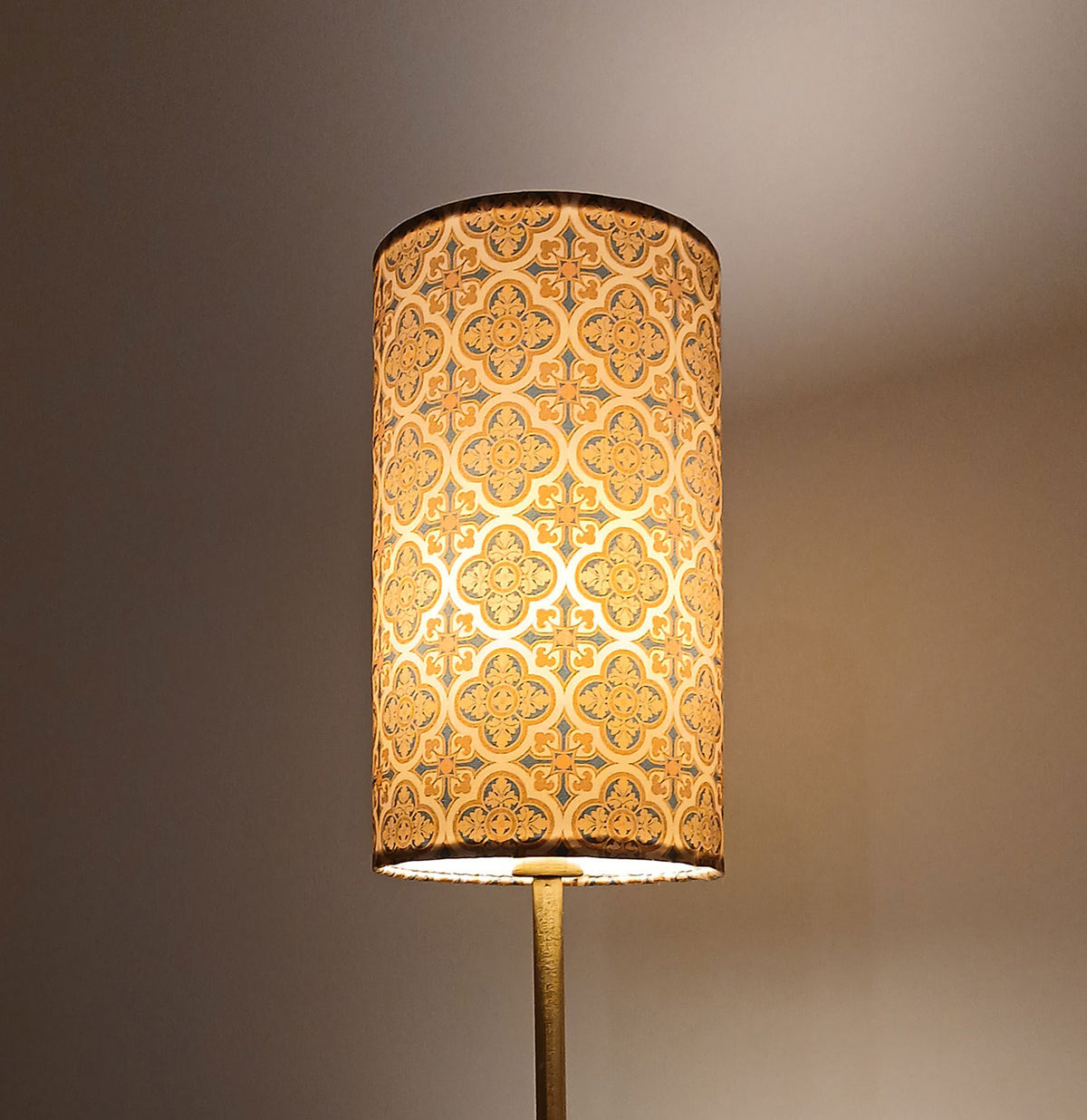 Lampenschirm, Muster "Herrenhaus",  15x 23cm, Hellbraun/Braun/Navy,