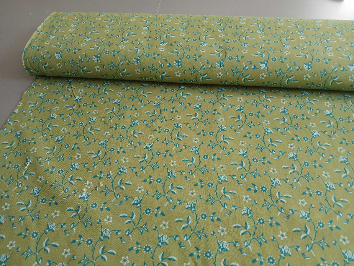 Popeline, Baumwollstoff, Meterware, Disteln, pistaziengrün/grün/vanille, GOTS, bio, Webware, Blusenstoff, Hemdenstoff, Trachten, Patchwork, Dirndl