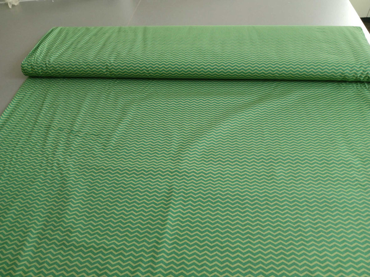 Popeline, Baumwollstoff, Meterware, Zickzack-Muster, pistaziengrün/grün, GOTS, bio, Webware, Blusenstoff, Hemdenstoff, Trachten, Patchwork, Dirndl