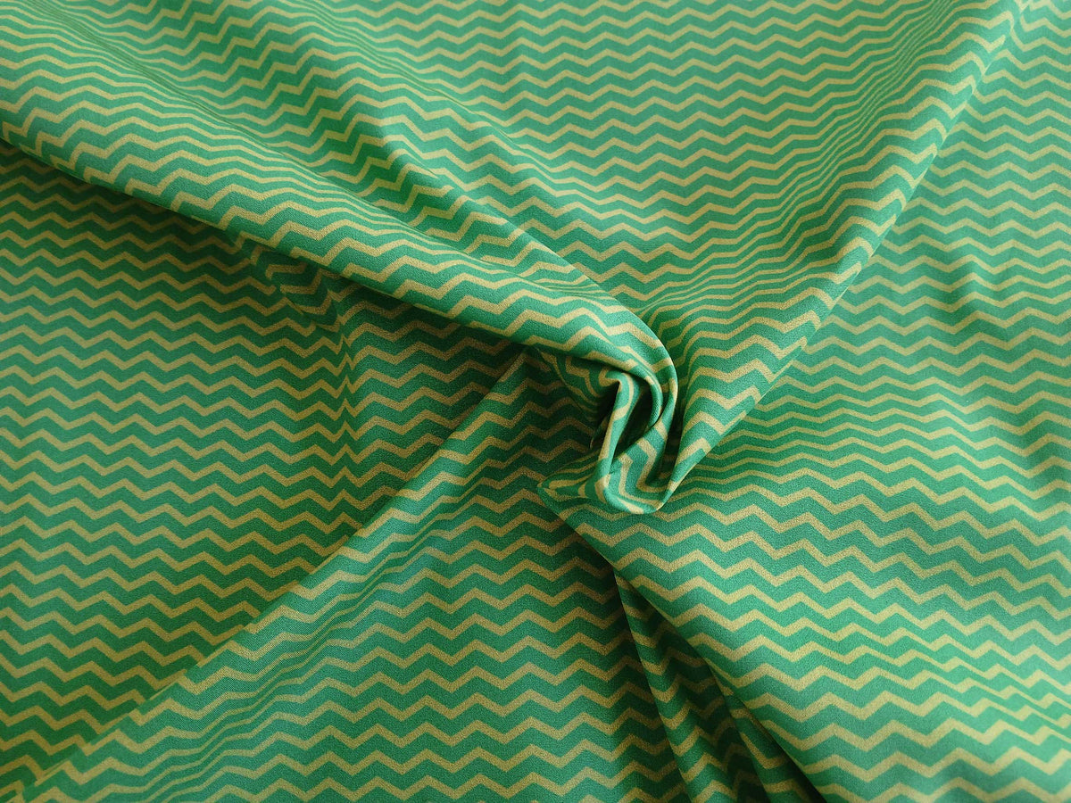 Popeline, Baumwollstoff, Meterware, Zickzack-Muster, pistaziengrün/grün, GOTS, bio, Webware, Blusenstoff, Hemdenstoff, Trachten, Patchwork, Dirndl