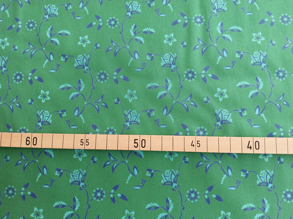 Poplin, cotton fabric, sold by the metre, thistles, green/dark blue/light turquoise, GOTS-certified organic, woven fabric, blouse fabric, shirt fabric, traditional clothing, patchwork, dirndl dresses