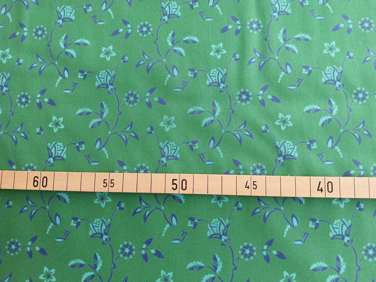 Popeline, Baumwollstoff, Meterware, Disteln, grün/dunkelblau/helltürkis, GOTS, bio, Webware, Blusenstoff, Hemdenstoff, Trachten, Patchwork, Dirndl