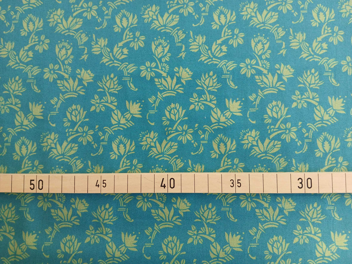 Popeline, Baumwollstoff, Meterware, Art deco, Zackenstar, türkis/pistaziengrün, GOTS, bio, Webware, Blusenstoff, Hemdenstoff, Trachten, Patchwork, Dirndl