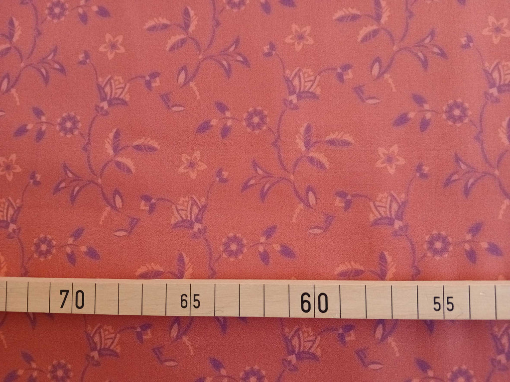 Popeline, Baumwollstoff, Meterware, Disteln, korallenrot/Flieder/ hellrot, GOTS, bio, Webware, Blusenstoff, Hemdenstoff, Trachten, Patchwork, Dirndl