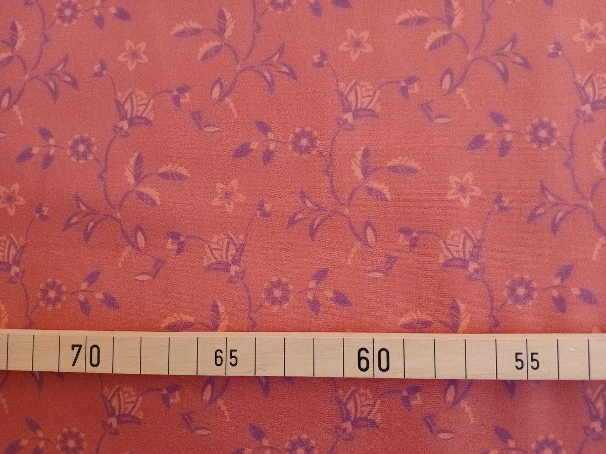 Popeline, Baumwollstoff, Meterware, Disteln, korallenrot/Flieder/ hellrot, GOTS, bio, Webware, Blusenstoff, Hemdenstoff, Trachten, Patchwork, Dirndl