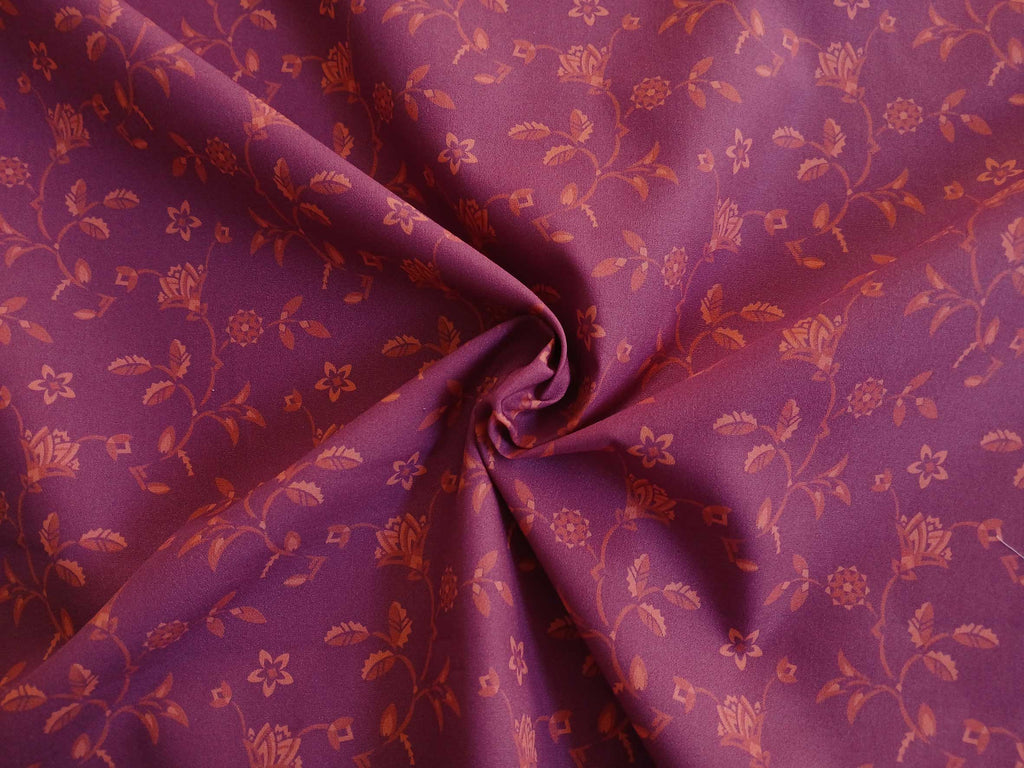 Popeline, Baumwollstoff, Meterware, Disteln, rotviolett/ hellrot/korallenrot, GOTS, bio, Webware, Blusenstoff, Hemdenstoff, Trachten, Patchwork, Dirndl