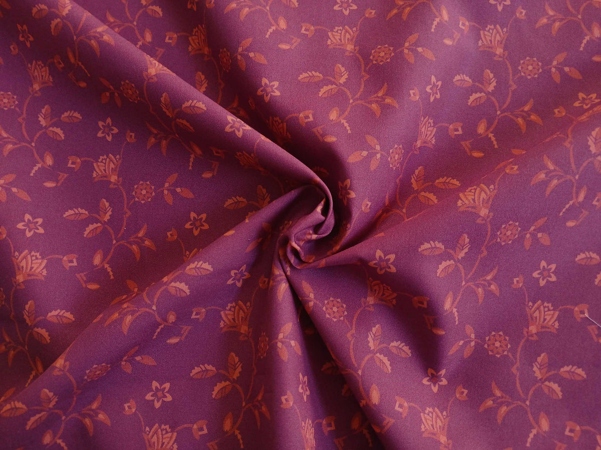 Popeline, Baumwollstoff, Meterware, Disteln, rotviolett/ hellrot/korallenrot, GOTS, bio, Webware, Blusenstoff, Hemdenstoff, Trachten, Patchwork, Dirndl