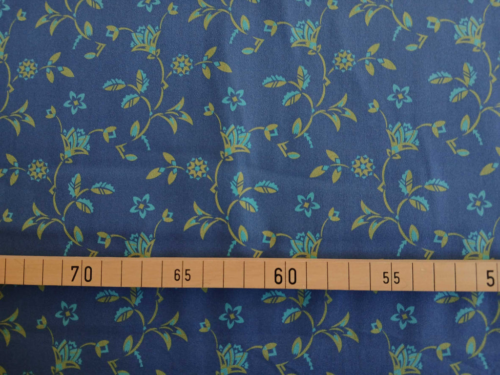Popeline, Baumwollstoff, Meterware, Disteln, dunkelblau/türkis/grün, GOTS, bio, Webware, Blusenstoff, Hemdenstoff, Trachten, Patchwork, Dirndl