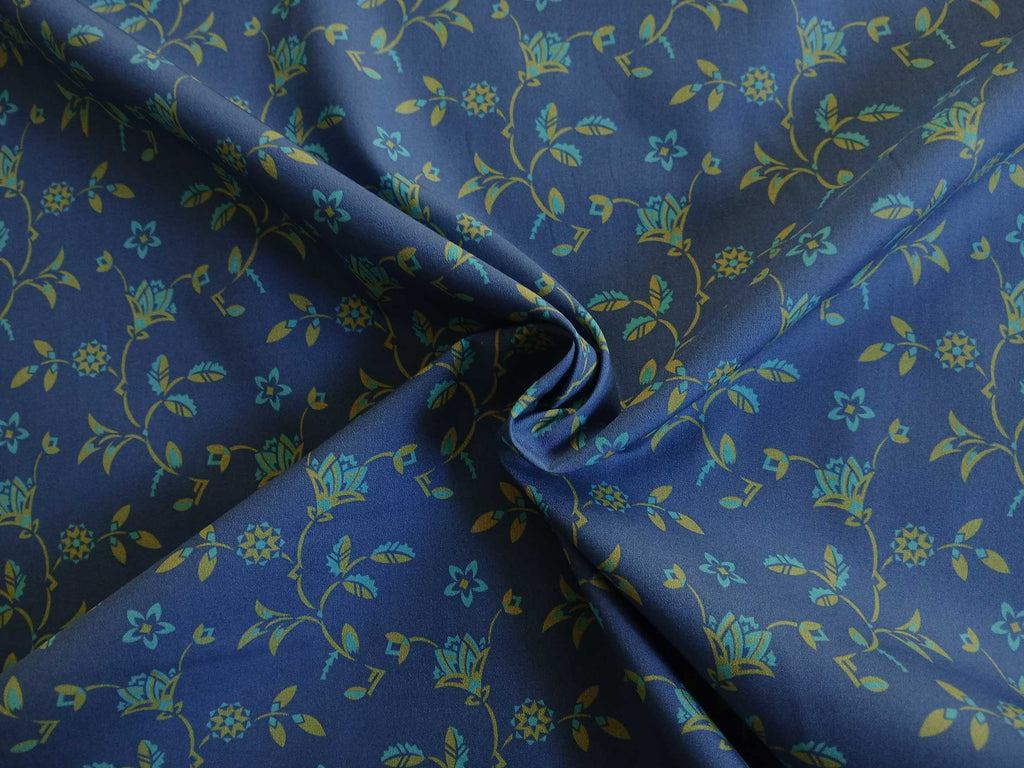 Popeline, Baumwollstoff, Meterware, Disteln, dunkelblau/türkis/grün, GOTS, bio, Webware, Blusenstoff, Hemdenstoff, Trachten, Patchwork, Dirndl