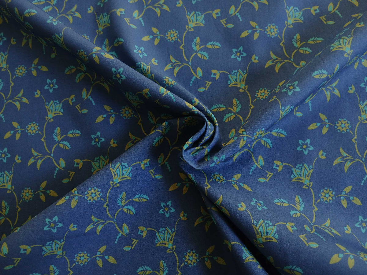 Popeline, Baumwollstoff, Meterware, Disteln, dunkelblau/türkis/grün, GOTS, bio, Webware, Blusenstoff, Hemdenstoff, Trachten, Patchwork, Dirndl