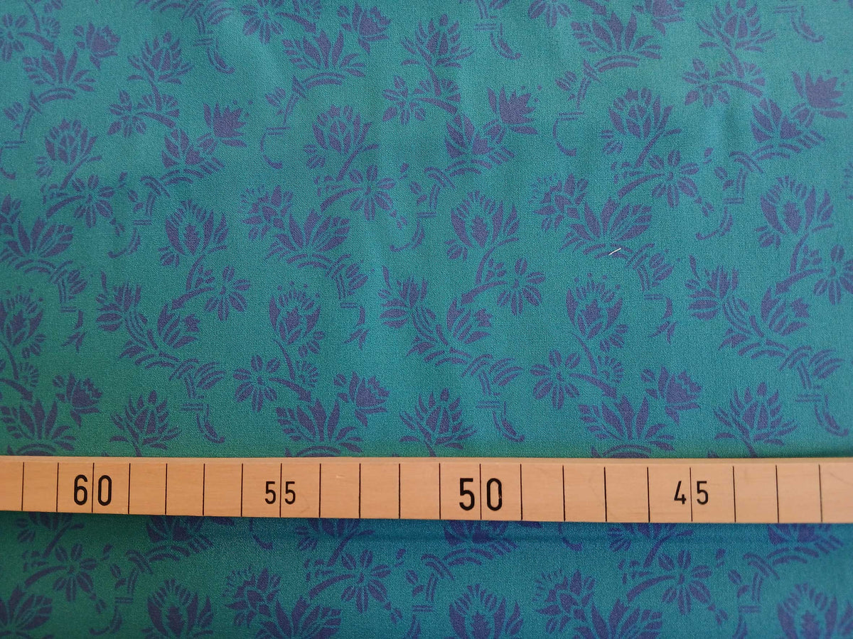 Popeline, Baumwollstoff, Meterware, Art deco, Zackenstar, türkis/dunkelblau, GOTS, bio, Webware, Blusenstoff, Hemdenstoff, Trachten, Patchwork, Dirndl