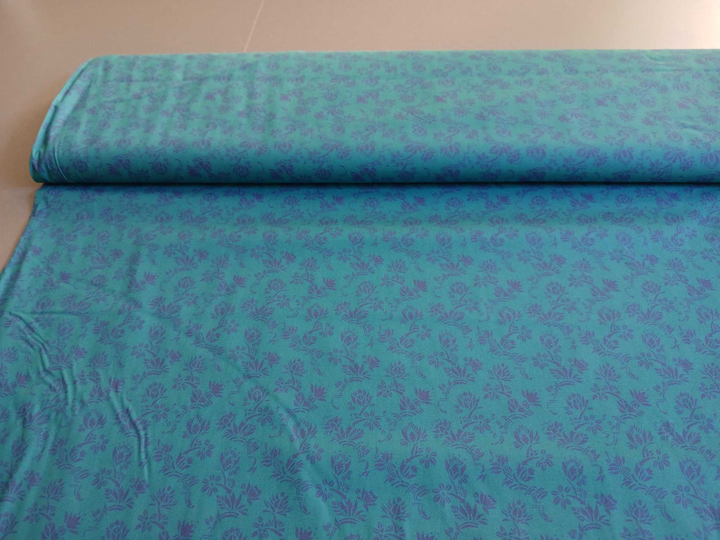 Popeline, Baumwollstoff, Meterware, Art deco, Zackenstar, türkis/dunkelblau, GOTS, bio, Webware, Blusenstoff, Hemdenstoff, Trachten, Patchwork, Dirndl