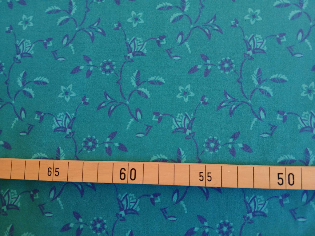 Poplin cotton fabric by the metre, thistles, dark turquoise, dark blue and light turquoise, GOTS-certified organic, woven fabric, blouse fabric, shirt fabric, traditional clothing, patchwork, dirndls