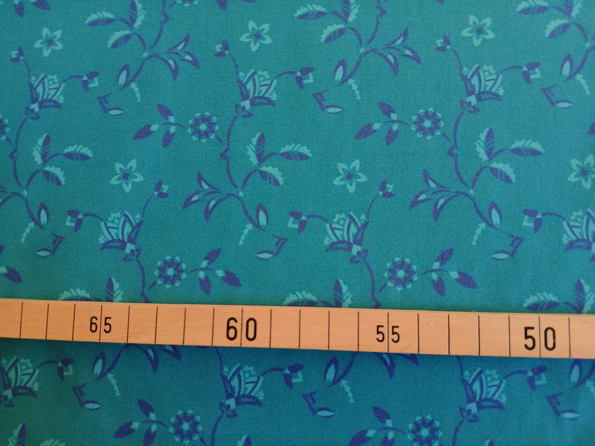 Popeline, Baumwollstoff, Meterware, Disteln, türkis-dunkelblau-helltürkis, GOTS, bio, Webware, Blusenstoff, Hemdenstoff, Trachten, Patchwork, Dirndl
