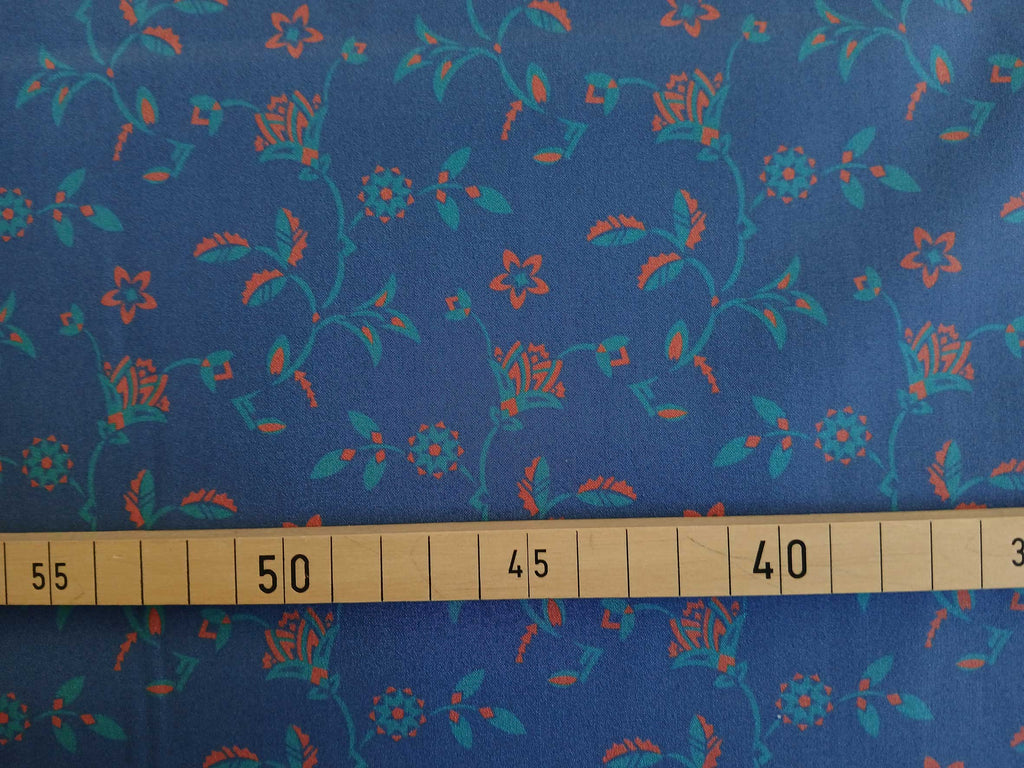 Popeline, Baumwollstoff, Meterware, Disteln, Dunkelblau/korallenrot/ türkis, GOTS, bio, Webware, Blusenstoff, Hemdenstoff, Trachten, Patchwork, Dirndl