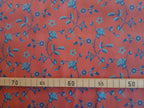 Popeline, Baumwollstoff, Meterware, Disteln, korallenrot/Dunkelblau/türkis, GOTS, bio, Webware, Blusenstoff, Hemdenstoff, Trachten, Patchwork, Dirndl