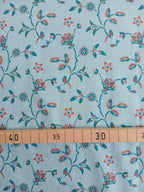 Poplin, cotton fabric, sold by the meter, thistles, dark blue/turquoise/green, GOTS-certified organic, woven fabric, blouse fabric, shirt fabric, traditional attire, patchwork, dirndl dresses