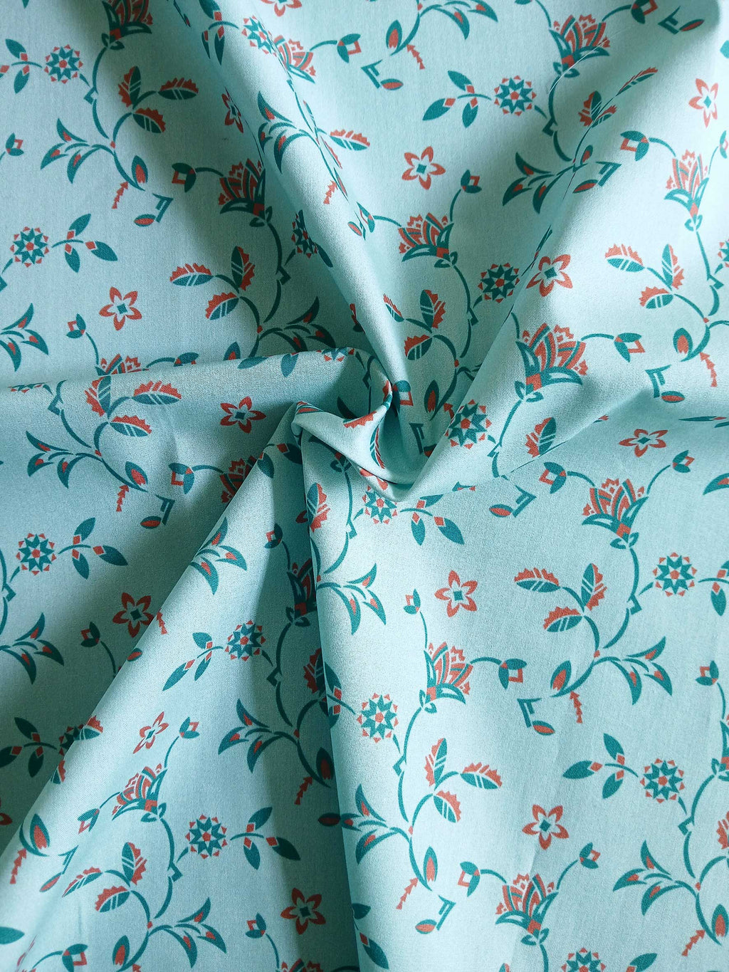 Poplin, cotton fabric, sold by the meter, thistles, dark blue/turquoise/green, GOTS-certified organic, woven fabric, blouse fabric, shirt fabric, traditional attire, patchwork, dirndl dresses