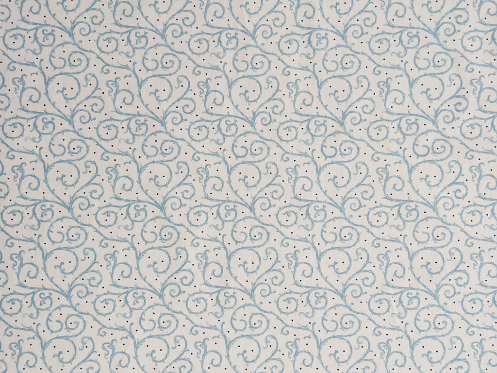 Popeline, Meterware, Baumwollstoff, GOTS, bio, Motiv Dornenhecke, weiß-wasserblau, aqua, Webware, Futterstoff, Patchwork, Blusenstoff, Hemdenstoff, Trachten, Dirndl
