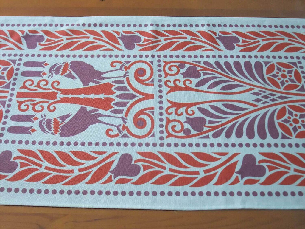 Table runner, ravens, violet-red, cotton fabric, various lengths, 40 cm wide, Art Nouveau, country style