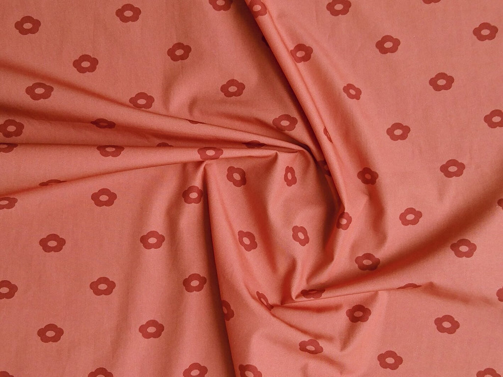 Poplin, fabric by the metre, cotton fabric, small rose motif, salmon-dark red, organic, GOTS, lining fabric, floral, baby, traditional costumes, dirndl, patchwork fabric, blouse fabric, shirt fabric