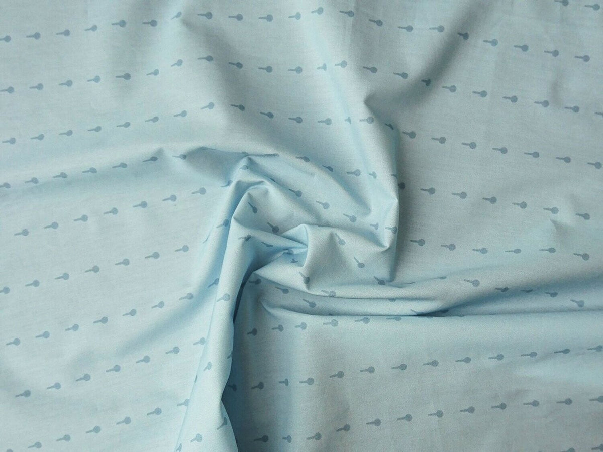 Popeline, Meterware, Baumwollstoff, Motiv Griffel, wasserblau, Bioqualität, GOTS, Futterstoff, Webware, Blusenstoff, Hemdenstoff, Patchworkstoff, Dirndl, Trachten