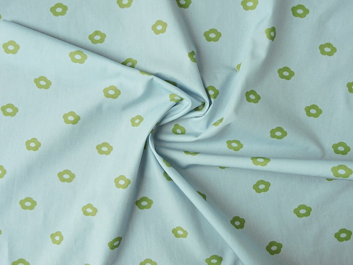 Popeline, Meterware, Baumwollstoff,  Motiv Röschen, hellblau-grün, Bio, GOTS, Blümchen, Futterstoff, aqua, Webware, Hemdenstoff, Baby, Bluse, Trachten, Dirndl Patchwork