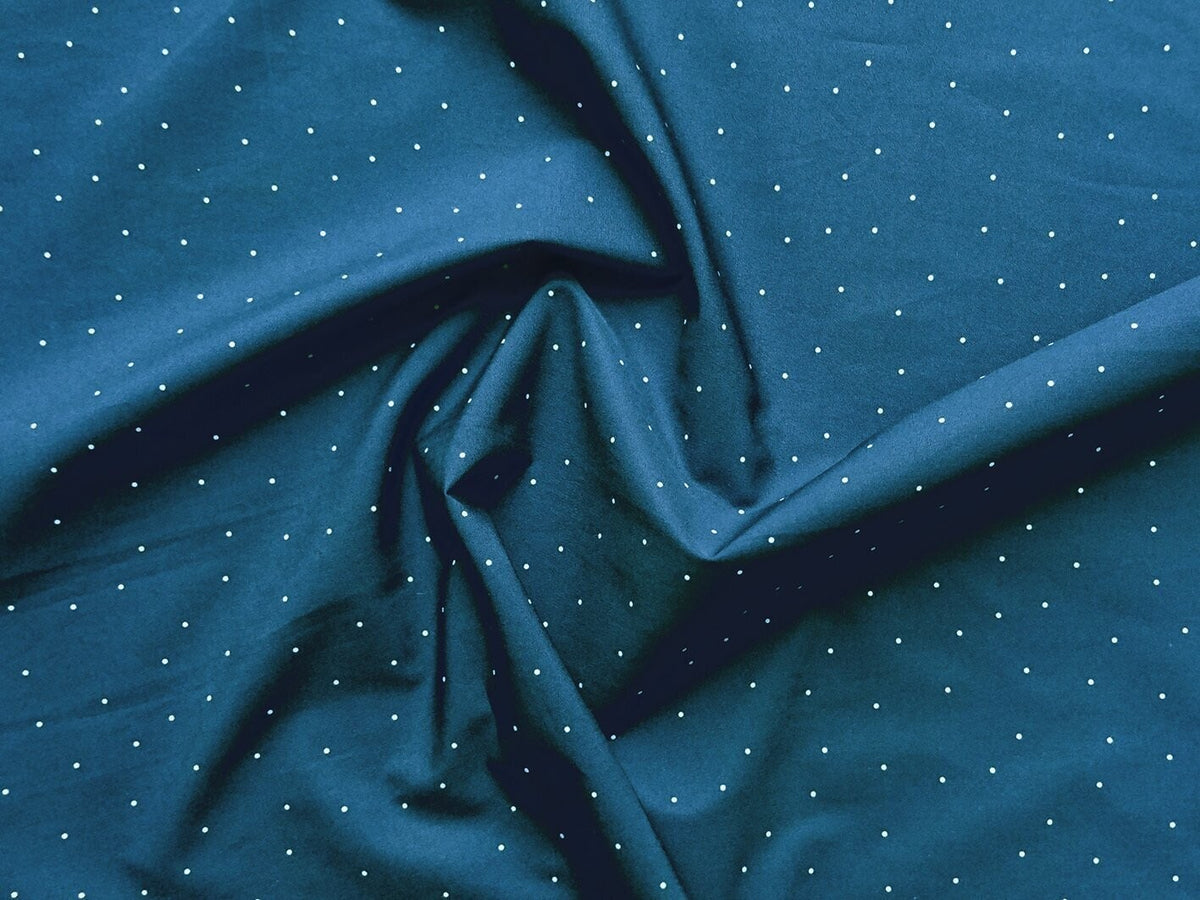 Popeline, Meterware, Baumwollstoff, Punkte, dunkelblau-hellblau, bio, GOTS, Futterstoff, Webware, Blusenstoff, Hemdenstoff, navy, Patchworkstoff, Trachten, Dirndl