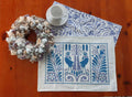 Platzset / Tischset, Blau/Lavendel, 50x35cm, Baumwollstoff, zum Wenden, doppellagig, Jugendstil, Vogelmotiv, Vögel, Landhausstil
