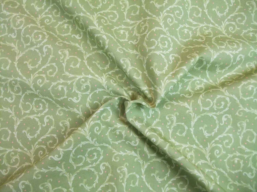 Popeline, Meterware, Baumwollstoff, GOTS, bio, Motiv Dornenhecke, grün-hellgrün, hellrote Pünktchen, Webware, Futterstoff, Blusenstoff, Hemdenstoff, Trachten, Dirndl Patchwork