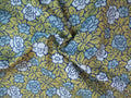 Popeline, Meterware, Baumwollstoff, Rosenmuster, grün-wasserblau, zweifarbig, bio, GOTS, Hintergrund navy, Futterstoff, Blusenstoff, Hemdenstoff, Webware, Dirndl, Trachten, Patchworkstoff