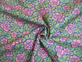 Poplin, fabric by the metre, cotton fabric, rose pattern, green/pink, organic, base colour navy, GOTS, lining fabric, woven fabric, blouse fabric, shirt fabric, traditional costumes, dirndl, patchwork fabric
