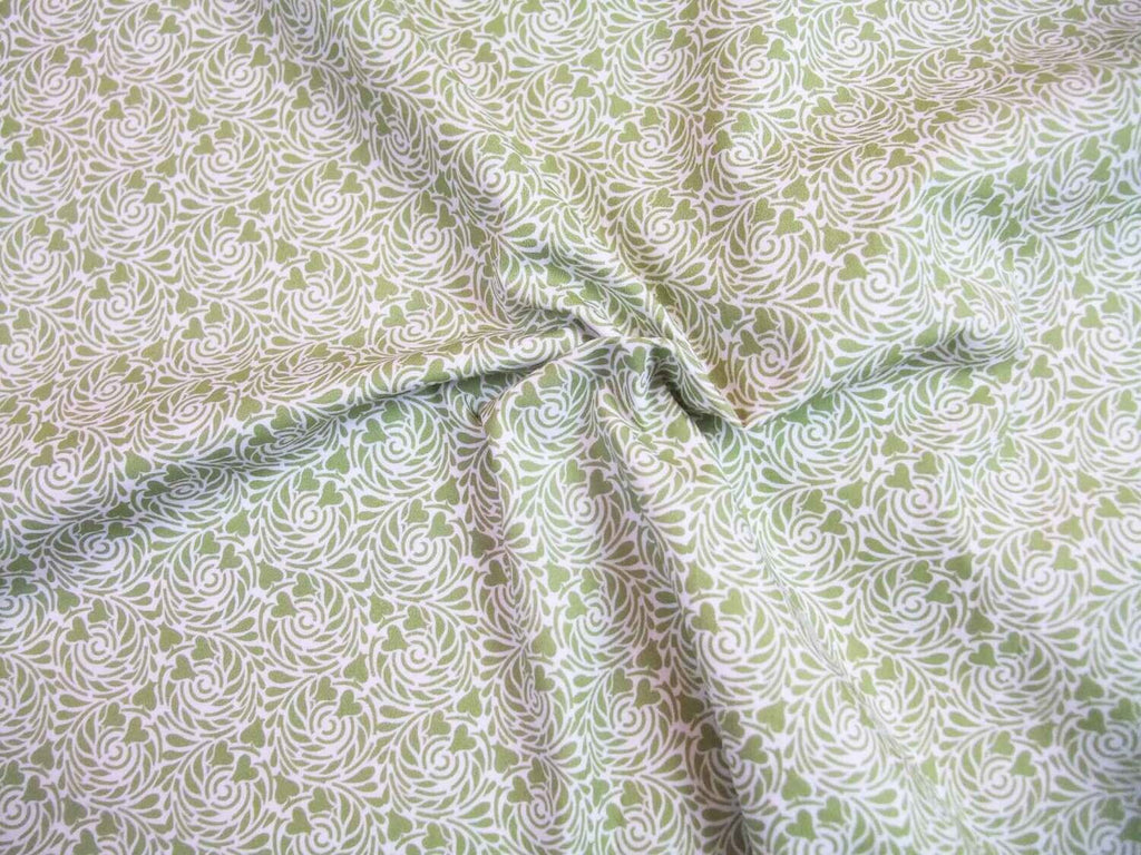 Poplin, fabric by the metre, cotton fabric, Raven Meadow design, green, organic, GOTS, vines, heart-shaped flowers, lining fabric, woven fabric, blouse fabric, shirts, traditional costumes, dirndl, patchwork fabric
