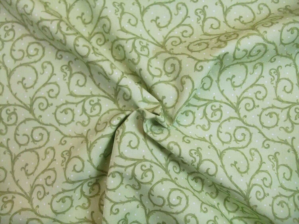 Popeline, Meterware, Baumwollstoff, GOTS, bio, Motiv Dornenhecke, hellgrün-grün, Webware, Futterstoff, Blusenstoff, Hemdenstoff, Patchwork, Trachten, Dirndl