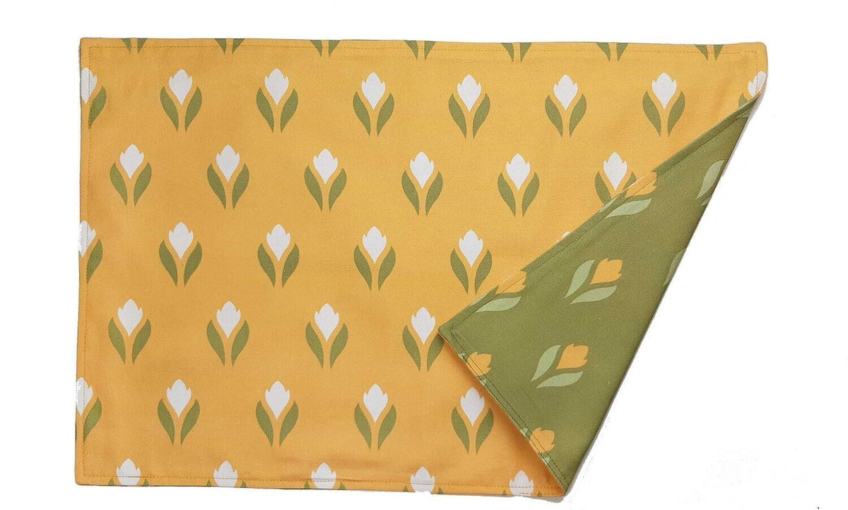 Tischset/Platzset, 50 x 35cm, zum Wenden, Krokusmotiv, Gelb/Weiß, Frühling Ostern