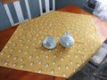 Square tablecloth, yellow/white, crocus design, Easter, spring, 110 x 110 cm or 155 x 155 cm