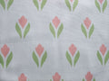 Half Panama fabric by the metre, crocus motif, white and pink, cotton fabric, 200 g/m², Easter, spring, bags, cushions, tablecloths, bag projects, green tulips