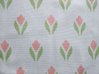 Meterware Halbpanama, Krokusmotiv, weiß-rosa, Baumwollstoff , 200g/qm, Ostern, Frühling,  Taschen, Kissen, Tischdecken, Taschenprojekte Tulpen grün